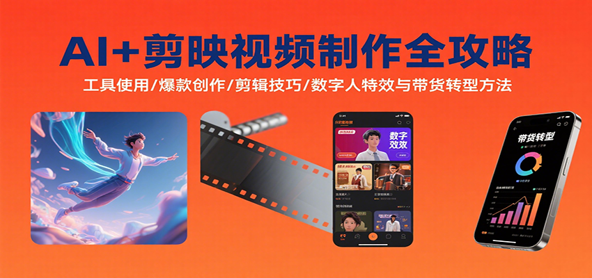 AI+剪映视频制作全攻略：工具使用/爆款创作/剪辑技巧/数字人特效与带货转型方法-轻金阁