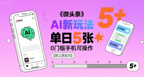 微头条AI新玩法，小白单日5张+，0门槛手机可操作【附工具指令】-轻金阁