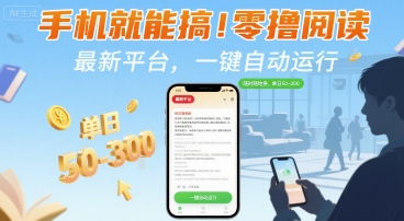手机就能搞！零撸阅读挂G，最新平台，一键自动运行，随时随地挣，单日50-3张+【揭秘】-轻金阁