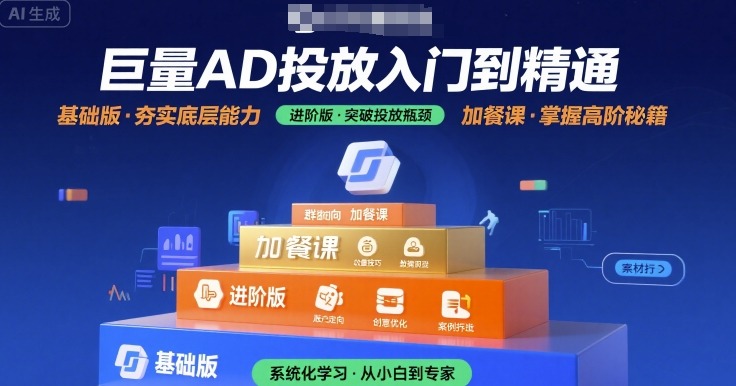巨量AD投放入门到精通，基础版+进阶版+加餐课-轻金阁