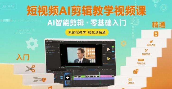 短视频AI剪辑教学视频课，入门到精通-轻金阁