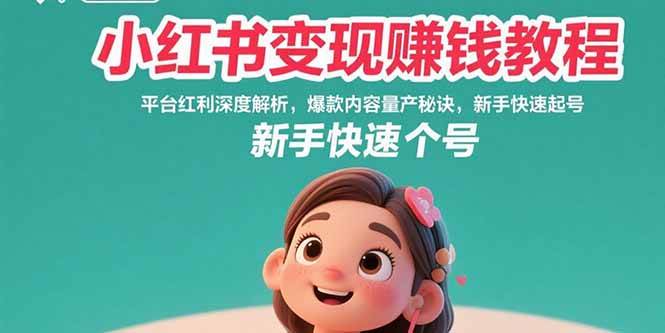 （15559期）小红书变现赚钱教程：平台红利深度解析，爆款内容量产秘诀，新手快速起号-轻金阁
