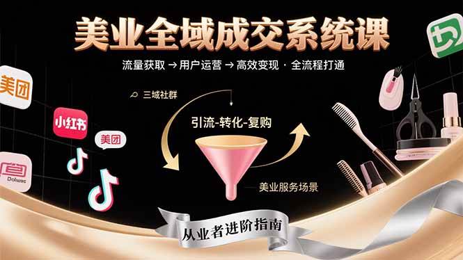 （15650期）美业全域成交系统课程：帮助美业从业者打通从流量获取到高效变现全流程-轻金阁