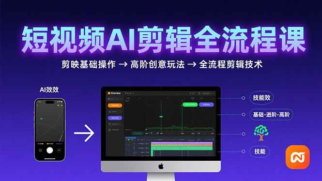 （15647期）短视频AI剪辑技能，从剪映基础操作到高阶创意玩法，全流程剪辑技术-轻金阁