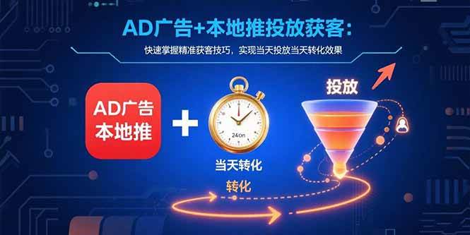 （15637期）AD广告+本地推投放获客：快速掌握精准获客技巧，实现当天投放当天转化效果-轻金阁