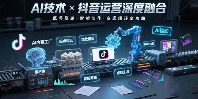 （15630期）AI技术与抖音运营的深度融合应用：涵盖账号搭建、内容创作、收益变现等-轻金阁