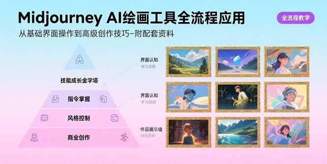 （15628期）Midjourney AI绘画工具全流程应用，从基础界面操作到高级创作-附配套资料-轻金阁