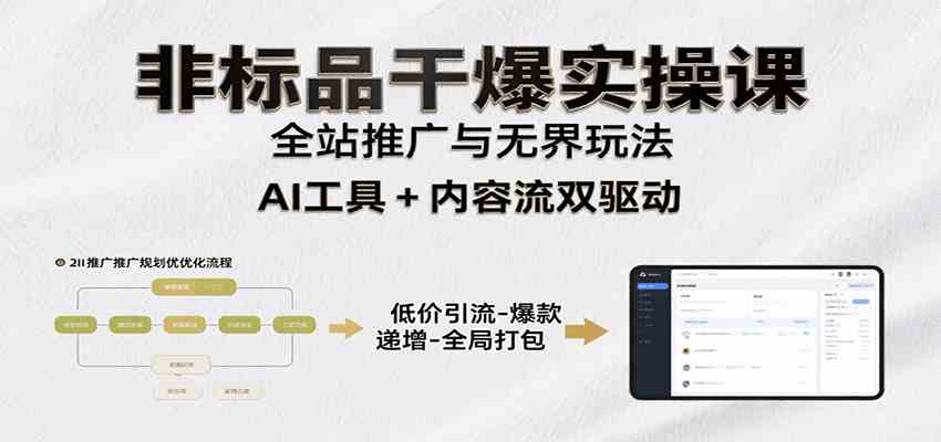 非标品干爆实操课：含多案例及操盘方法，从选品到推广、成交，助力打造爆款实现盈利-轻金阁