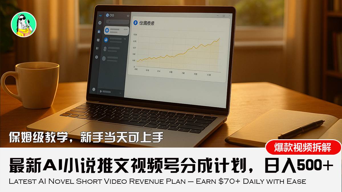 （15614期）最新AI小说推文视频号分成计划，新手小白也能当天日入500+教程-轻金阁