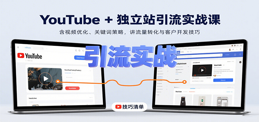YouTube+独立站引流实战课：含视频优化、关键词策略，讲流量转化与客户开发技巧-轻金阁
