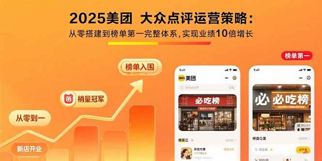 （15602期）2025美团 大众点评运营策略:从零搭建到榜单第一完整体系,实现业绩10倍增长-轻金阁
