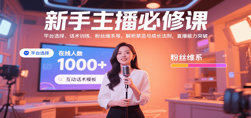 新手主播必修课：平台选择、话术训练、粉丝维系等，解析禁忌与成长法则，突破直播能力-轻金阁