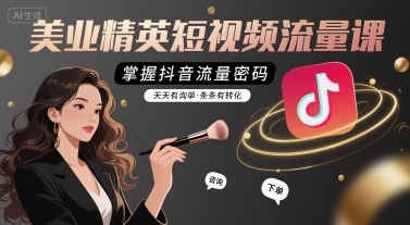 美业精英短视频流量课，掌握抖音流量密码，天天有询单，条条有转化-轻金阁