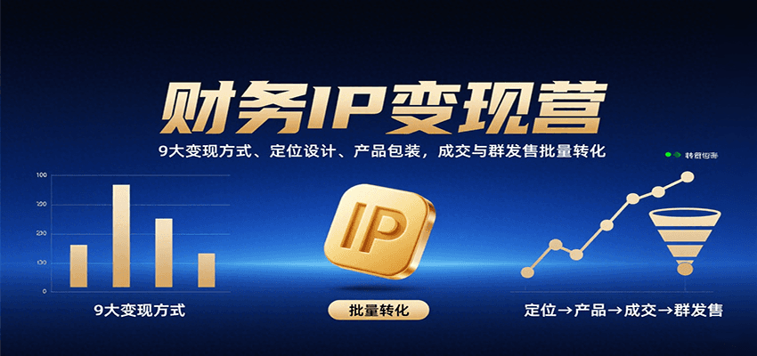 财务IP变现营：9大变现方式、定位设计、产品包装，成交与群发售批量转化-轻金阁