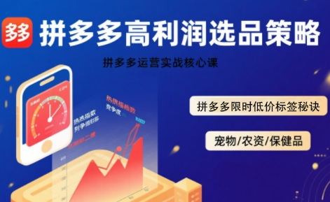 拼多多选品暴利技术实战课，拼多多高利润选品策略，拼多多限时低价标签秘诀-轻金阁