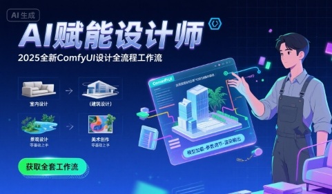 AI赋能设计师， 2025全新comfyui设计全流程工作流 ，室内-建筑-景观-美术，零基础直接上手-轻金阁