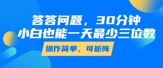 答答问题，30分钟，小白也能一天最少也有三位数，操作简单-轻金阁