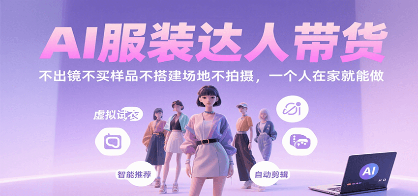 AI服装达人带货，不出镜不买样品不搭建场地不拍摄，一个人在家就能做-轻金阁