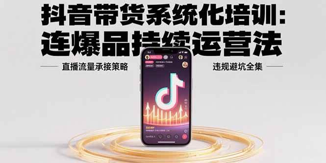 （15568期）抖音带货系统化培训：连爆品持续运营法，直播流量承接策略，违规避坑全集-轻金阁