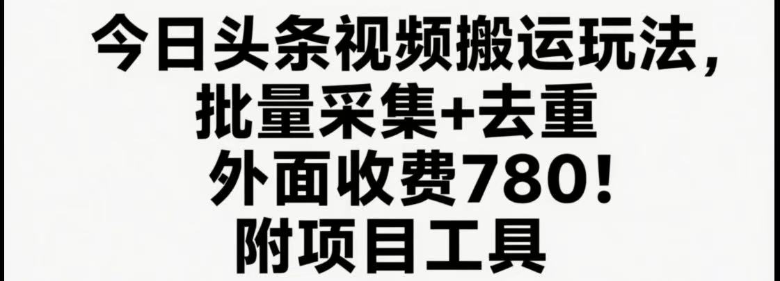 今日头条视频搬运玩法，软件一键去重，轻松日入500+附项目工具-轻金阁