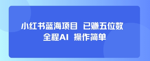 小红书蓝海项目，全程AI，操作简单，已挣五位数-轻金阁