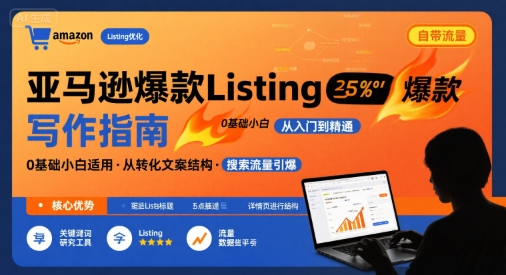 亚马逊爆款Listing写作方法，亚马逊0基础小白也能写爆款自带流量的Listing-轻金阁