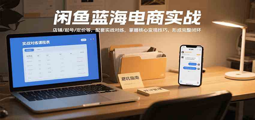闲鱼蓝海电商实战，涵盖店铺、起号、定价等，配套实战对练，掌握核心变现技巧-轻金阁