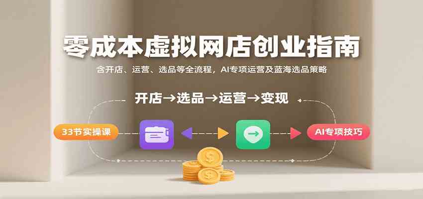 零成本虚拟网店创业指南，含开店、运营、选品等全流程， AI专项运营及蓝海选品策略-轻金阁