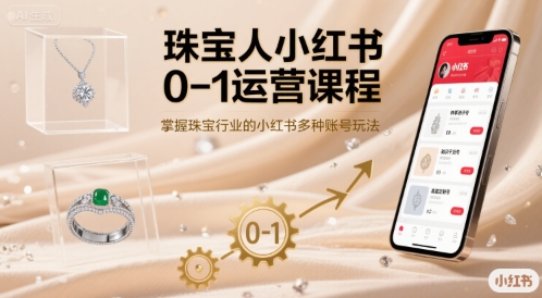 珠宝人小红书0-1运营课程，掌握珠宝行业的小红书多种账号玩法-轻金阁