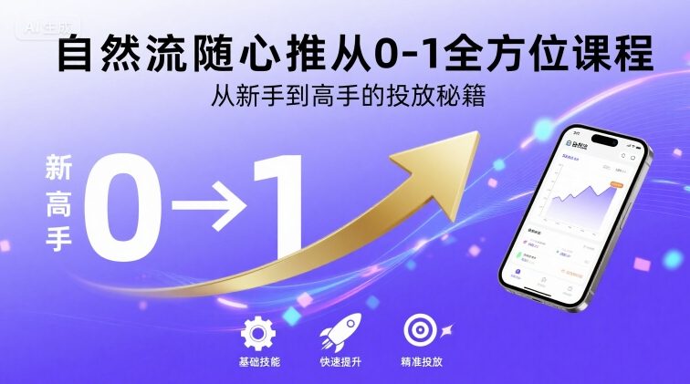 自然流随心推从0-1全方位课程，从新手到高手的投放秘籍-轻金阁
