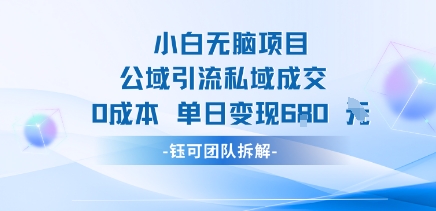 小白无脑项目公域引流私域成交0成本单日变现680米-轻金阁