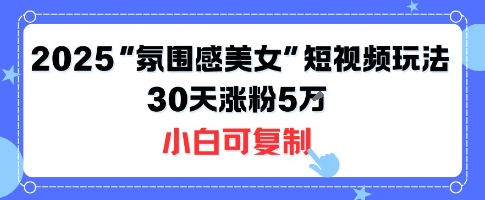 不露脸也能火！2025“氛围感美女”短视频玩法，30天涨粉5W小白可复制-轻金阁
