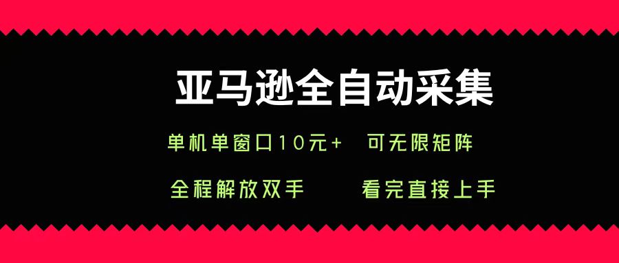 亚马逊全自动采集，单机单窗口一天10+，可无限矩阵去做-轻金阁
