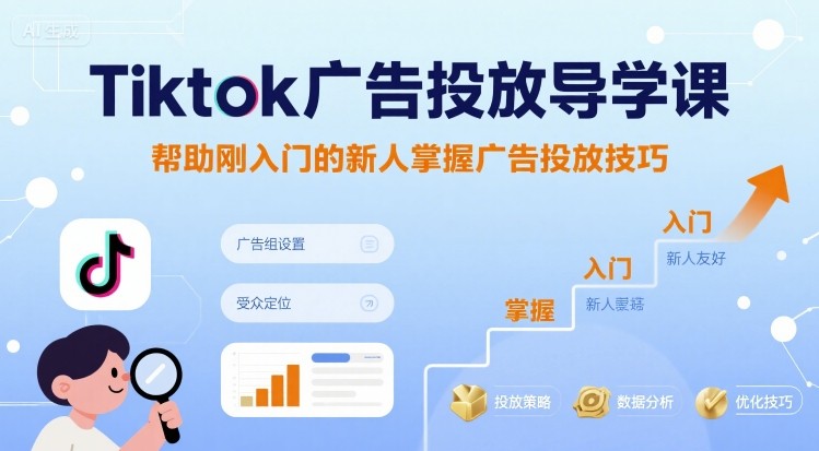 Tiktok广告投放导学课，帮助刚入门的新人掌握广告投放技巧-轻金阁