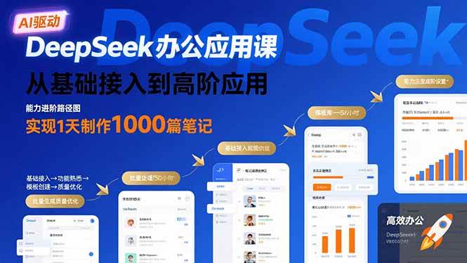 （15754期）DeepSeek办公应用课：从基础接入到高阶应用，实现1天制作1000篇笔记-轻金阁