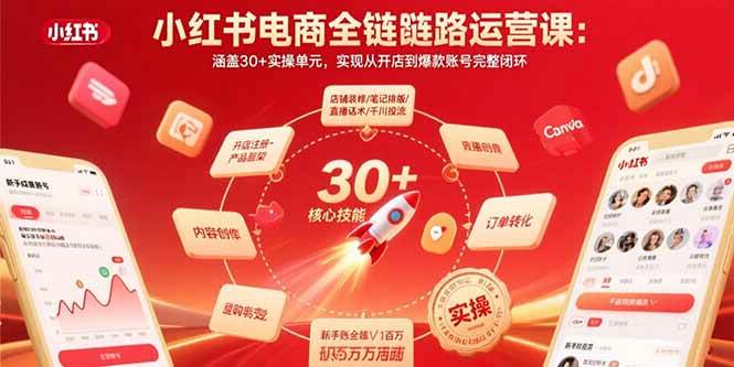 （15751期）小红书电商全链路运营课：涵盖30+实操单元，实现从开店到爆款账号完整闭环-轻金阁