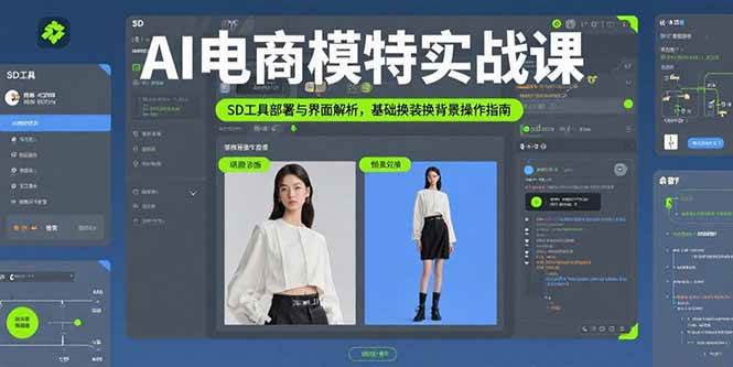 （15722期）AI电商模特实战课，SD工具部署与界面解析，基础换装换背景操作指南-轻金阁