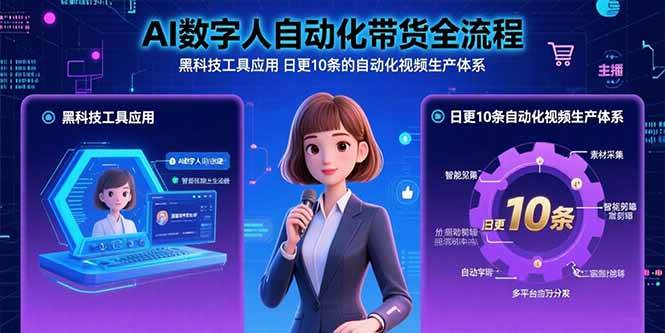 （15699期）AI数字人自动化带货全流程：黑科技工具应用 日更10条的自动化视频生产体系-轻金阁