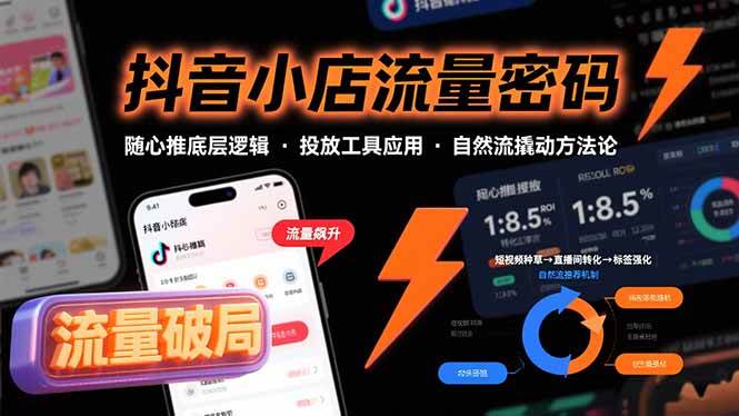 （15680期）抖音小店流量密码，随心推底层逻辑，投放工具应用，自然流撬动核心方法论-轻金阁