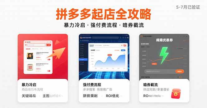 （15670期）拼多多起店全攻略，暴力冷启，强付费流程，暗券截流，5-7月已验证的方法-轻金阁