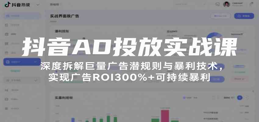 抖音AD投放实战课，深度拆解巨量广告潜规则与暴利技术，实现广告ROI300%+可持续暴利-轻金阁