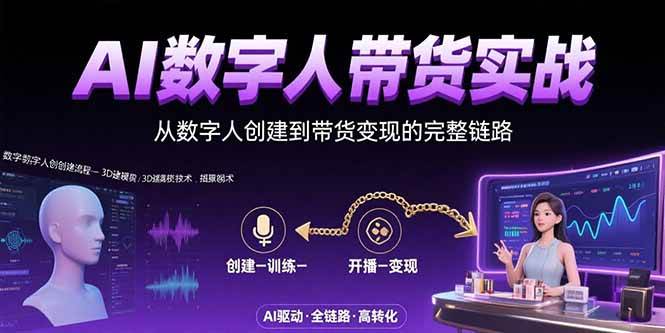 （15548期）AI数字人+带货实战：从数字人创建到带货变现的完整链路-轻金阁