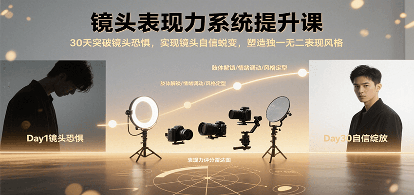 镜头表现力系统提升课，30天突破镜头恐惧实现自信蜕变，塑造独一无二表现风格-轻金阁