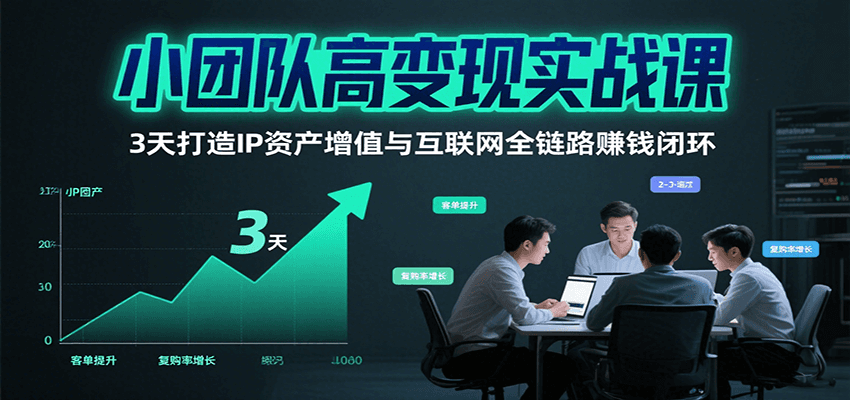 小团队高变现实战课，3天打造IP资产增值与互联网全链路赚钱闭环（第二期）-轻金阁