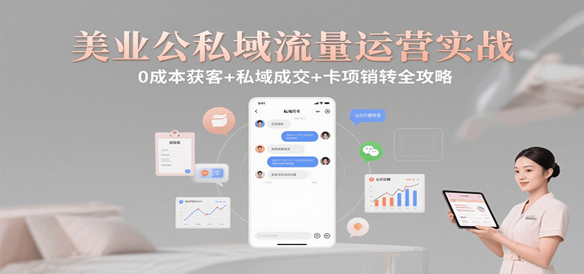 美业公私域流量运营实战：0成本获客+私域成交+卡项销转全攻略-轻金阁