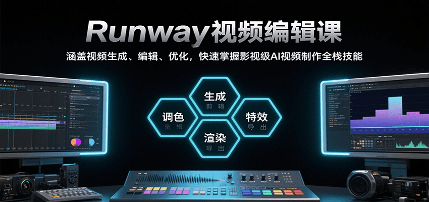 Runway视频编辑课，涵盖视频生成、编辑、优化，快速掌握影视级AI视频制作全栈技能-轻金阁