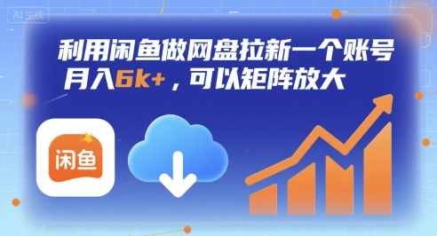利用闲鱼做网盘拉新一个账号，月入6k+，可以矩阵放大-轻金阁