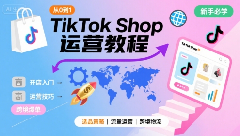 TikTok Shop从0到1运营教程，TikTok跨境电商新手必学课程-轻金阁