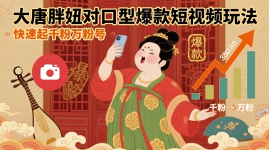 大唐胖妞对口型爆款短视频玩法，快速起千粉万粉号-轻金阁