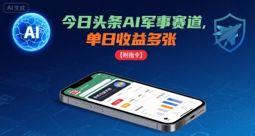 今日头条AI军事赛道，单日收益多张 ，手机可做【附指令】-轻金阁